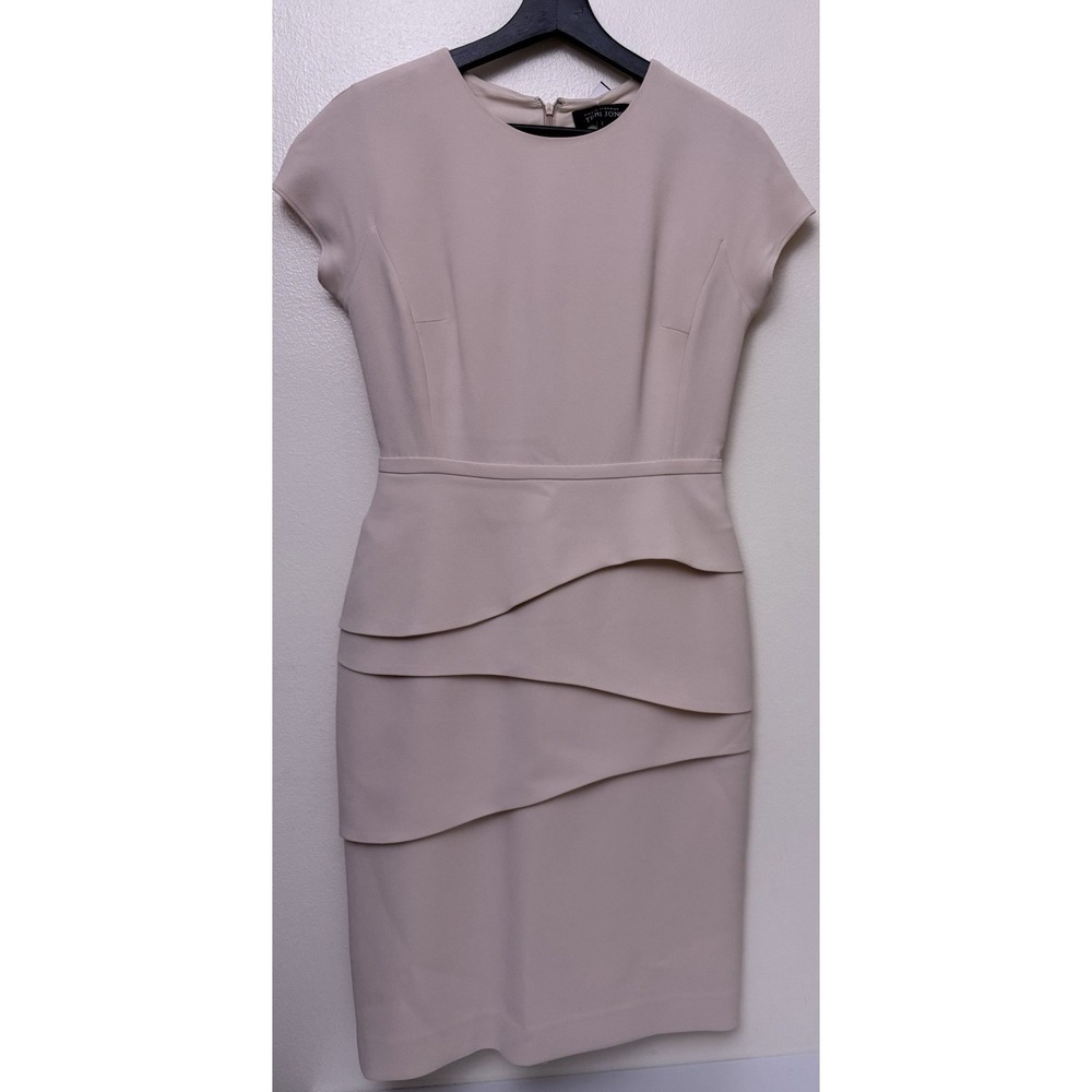 Teri Jon by Rickie Freeman Sheath Pink Dress Size 2 Peplum Ruffle Career